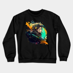 Cyberpunk Post-apocalypse Futuristic Girl on a Mission Crewneck Sweatshirt